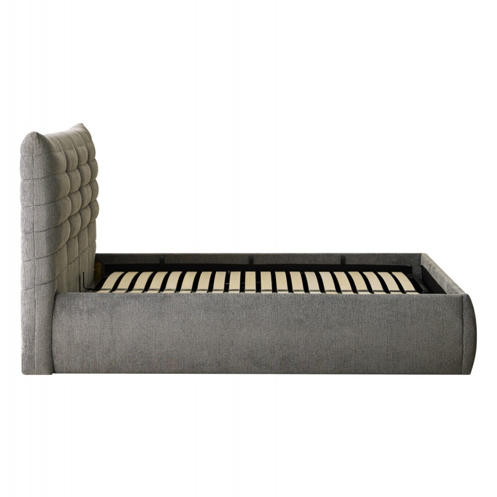 Κρεβάτι διπλό "SANDRA" με αποθηκευτικό χώρο από ύφασμα σε χρώμα γκρι 160x200