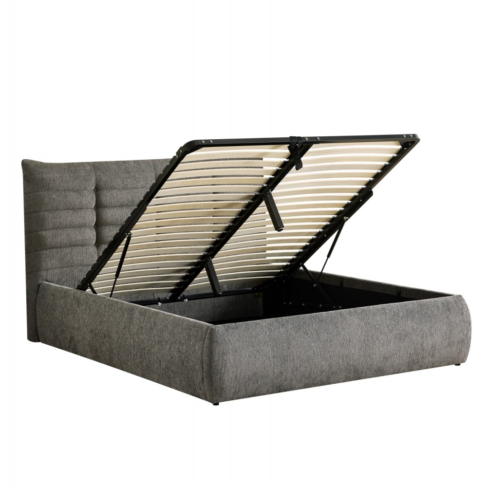 Κρεβάτι διπλό "SANDRA" με αποθηκευτικό χώρο από ύφασμα σε χρώμα γκρι 160x200