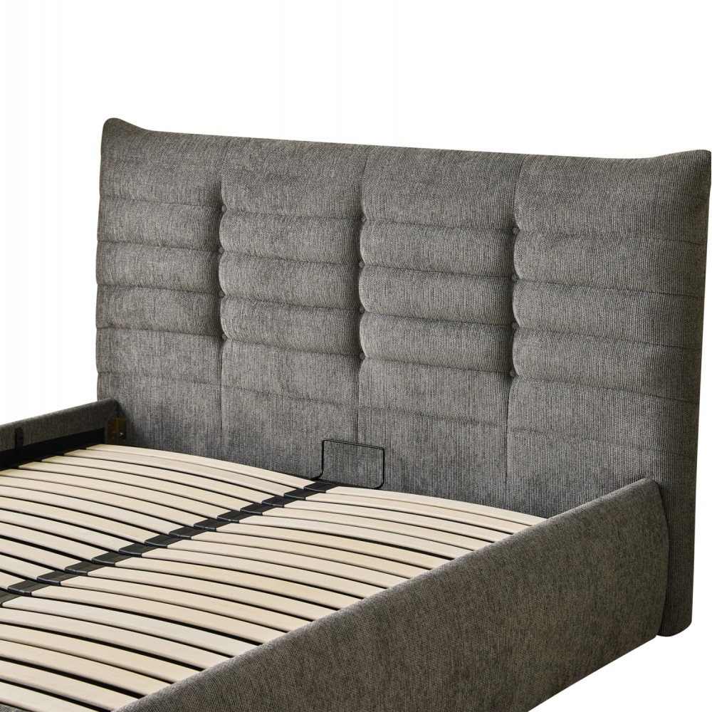 Κρεβάτι διπλό "SANDRA" με αποθηκευτικό χώρο από ύφασμα σε χρώμα γκρι 160x200