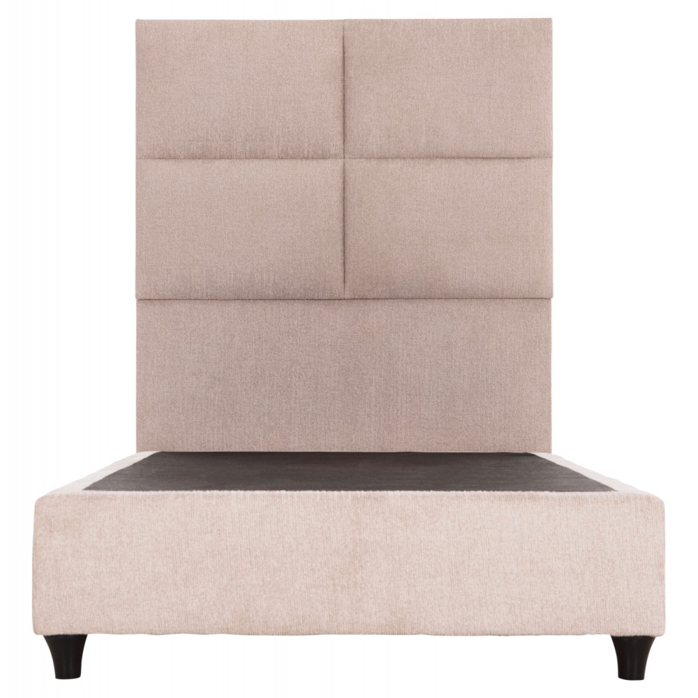 Κρεβάτι μονό "MILO" με αποθηκευτικό χώρο από ύφασμα teddy σε χρώμα μπεζ 90x200