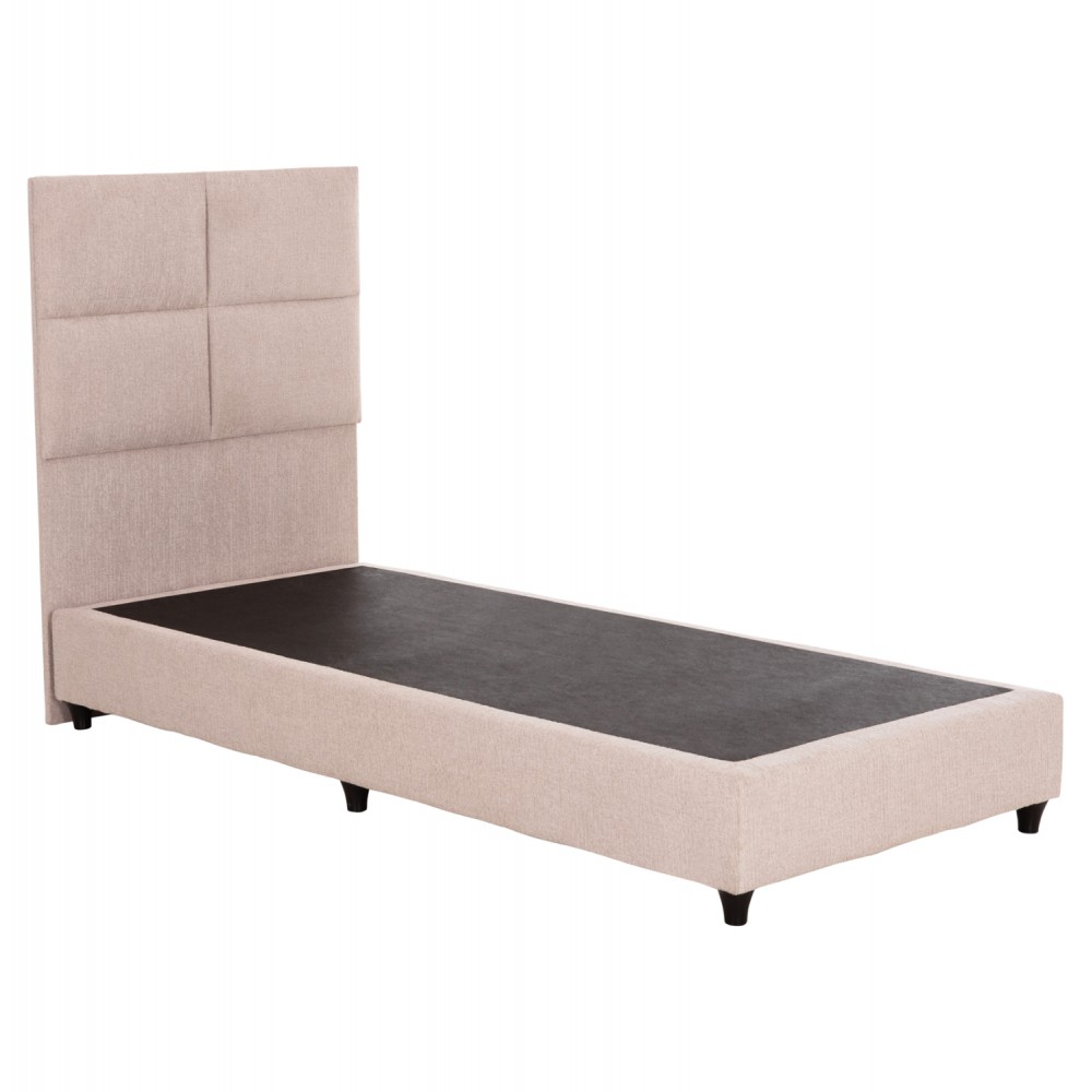 Κρεβάτι μονό "MILO" με αποθηκευτικό χώρο από ύφασμα teddy σε χρώμα μπεζ 90x200