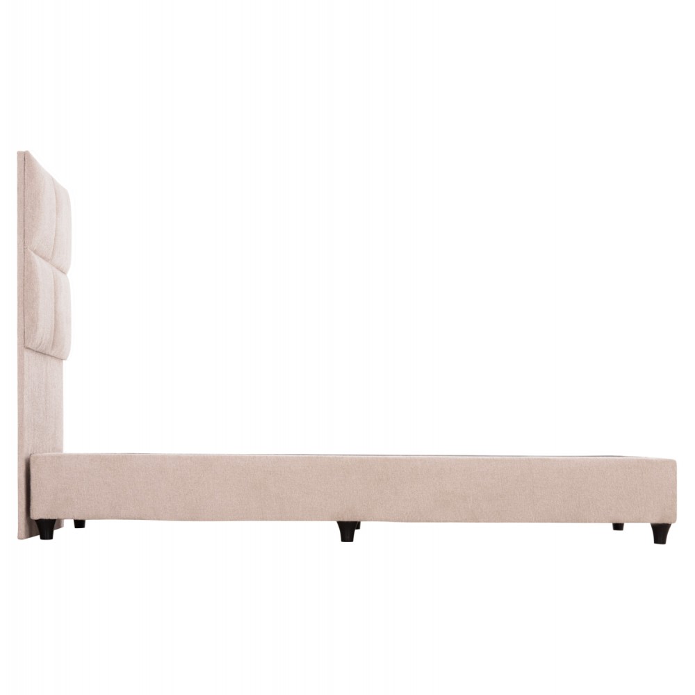Κρεβάτι μονό "MILO" με αποθηκευτικό χώρο από ύφασμα teddy σε χρώμα μπεζ 90x200
