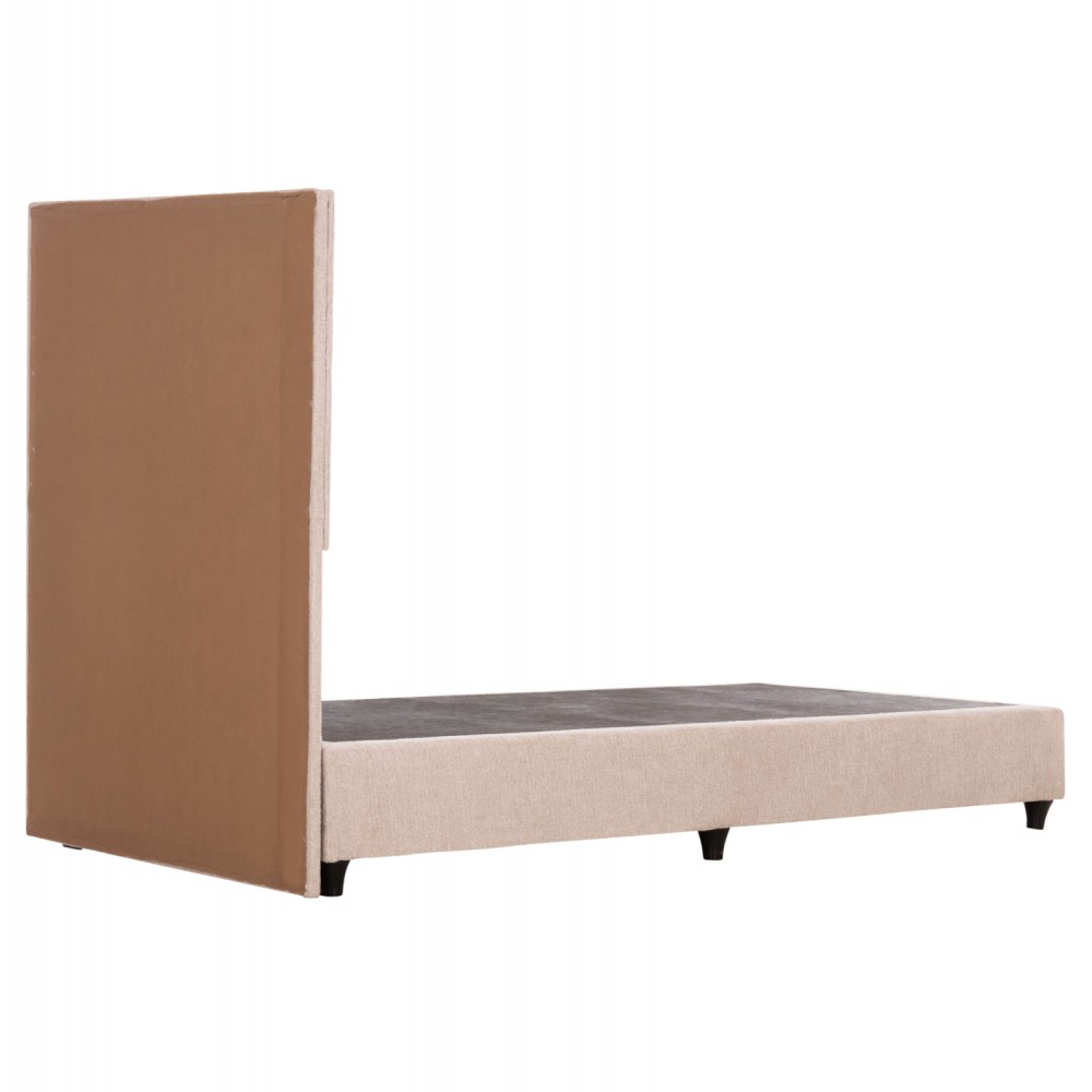 Κρεβάτι μονό "MILO" με αποθηκευτικό χώρο από ύφασμα teddy σε χρώμα μπεζ 90x200