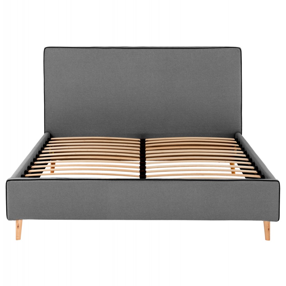 Κρεβάτι διπλό με στρώμα "INDRA" από ύφασμα σε χρώμα γκρι 160x200