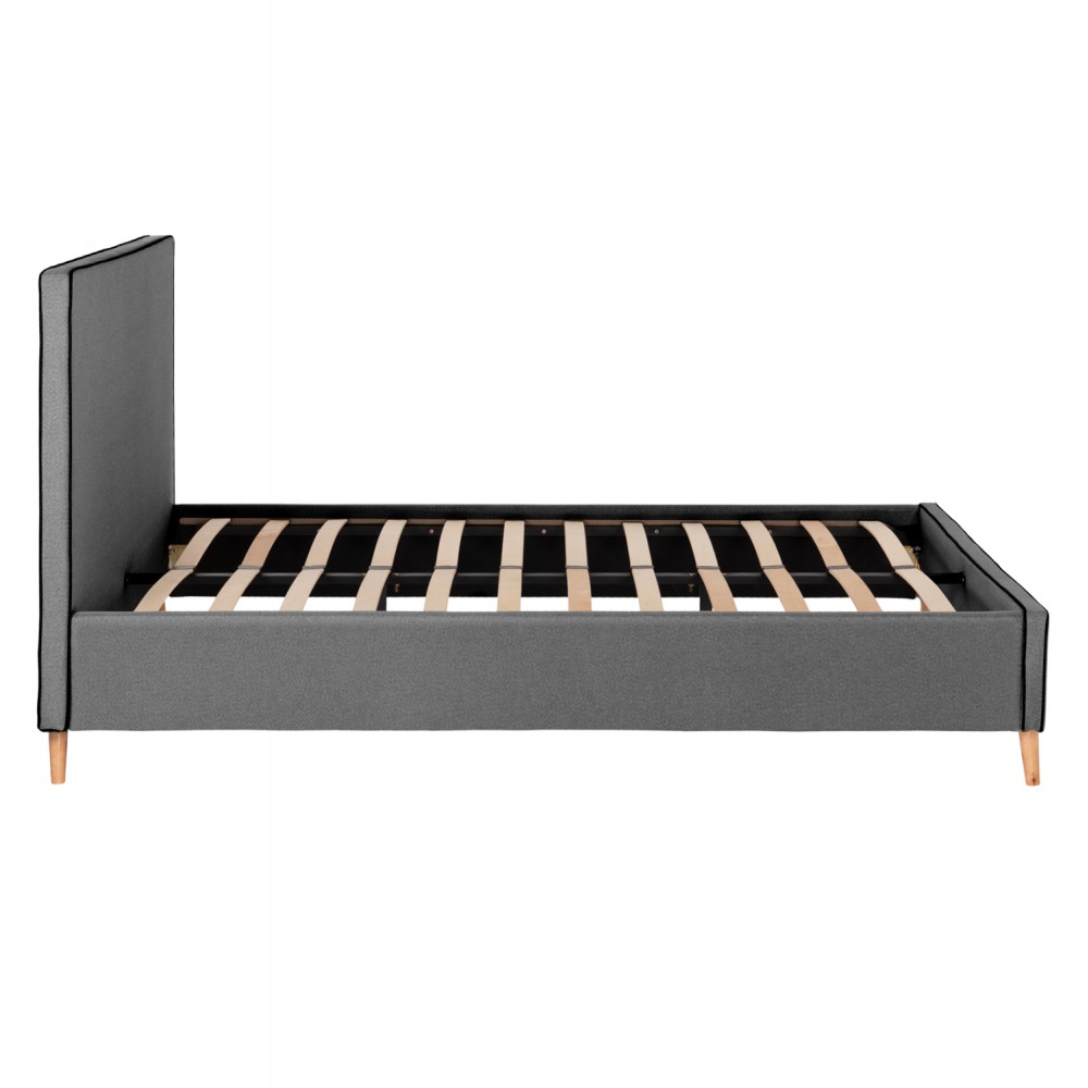 Κρεβάτι διπλό με στρώμα "INDRA" από ύφασμα σε χρώμα γκρι 160x200