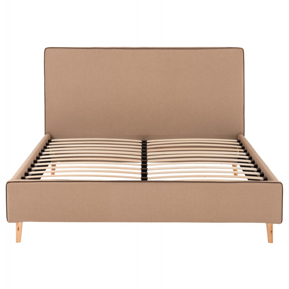 Κρεβάτι διπλό με στρώμα "INDRA" από ύφασμα σε χρώμα μπεζ 160x200