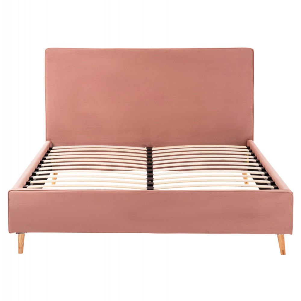 Κρεβάτι διπλό με στρώμα "INDRA" από ύφασμα σε χρώμα σάπιο μήλο 160x200