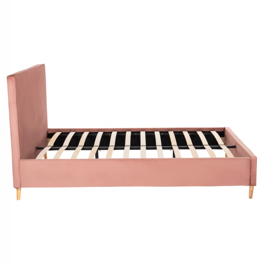 Κρεβάτι διπλό με στρώμα "INDRA" από ύφασμα σε χρώμα σάπιο μήλο 160x200