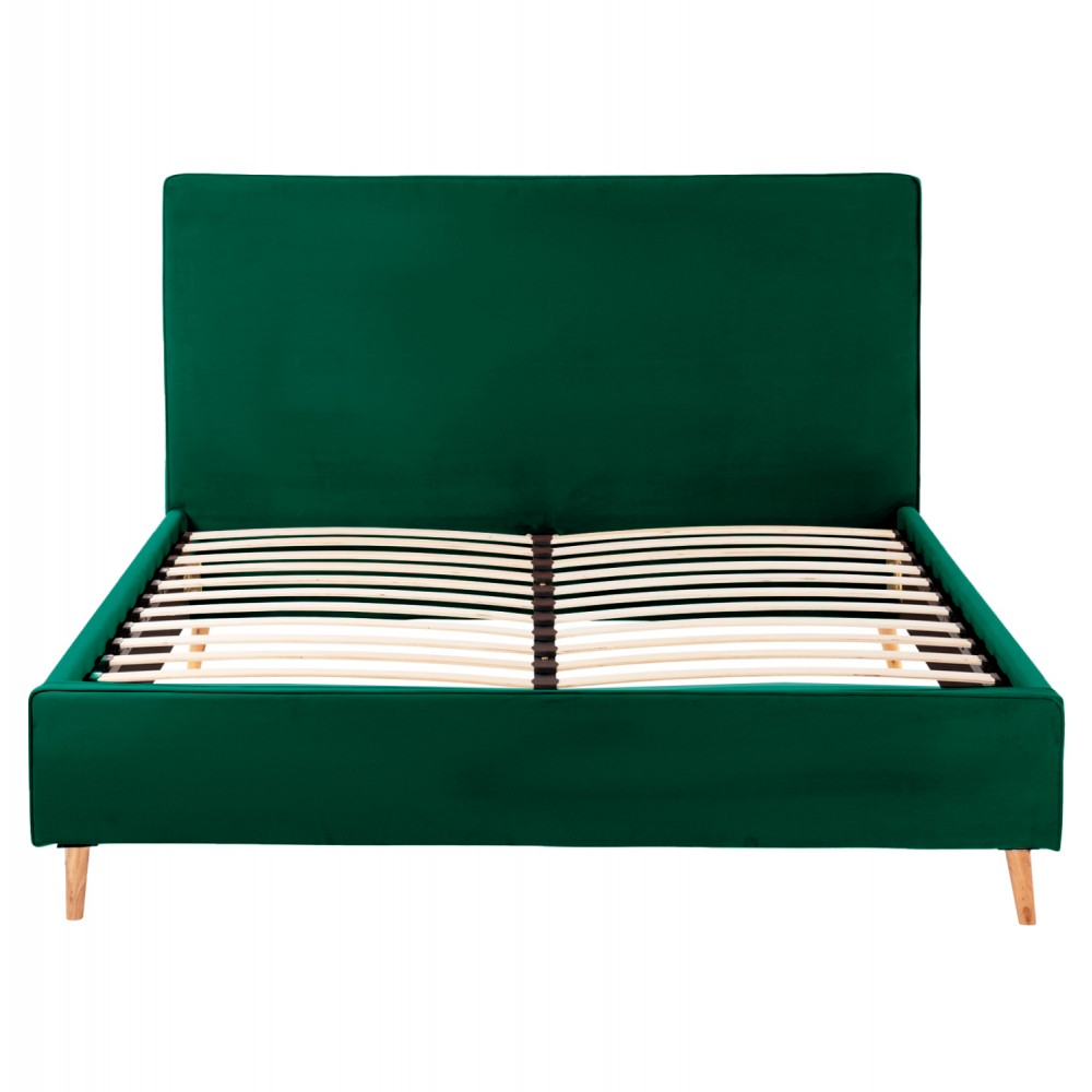 Κρεβάτι διπλό με στρώμα "INDRA" από ύφασμα σε χρώμα κυπαρισσί 160x200