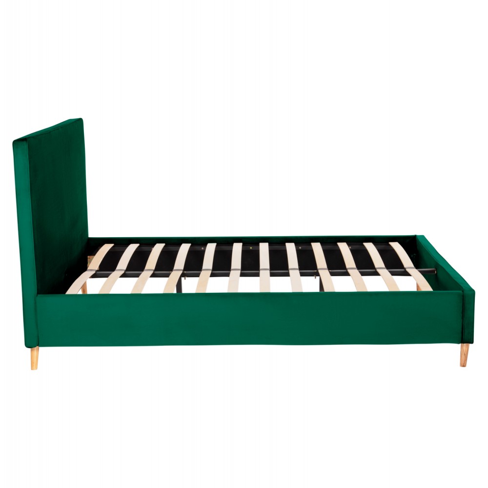 Κρεβάτι διπλό με στρώμα "INDRA" από ύφασμα σε χρώμα κυπαρισσί 160x200