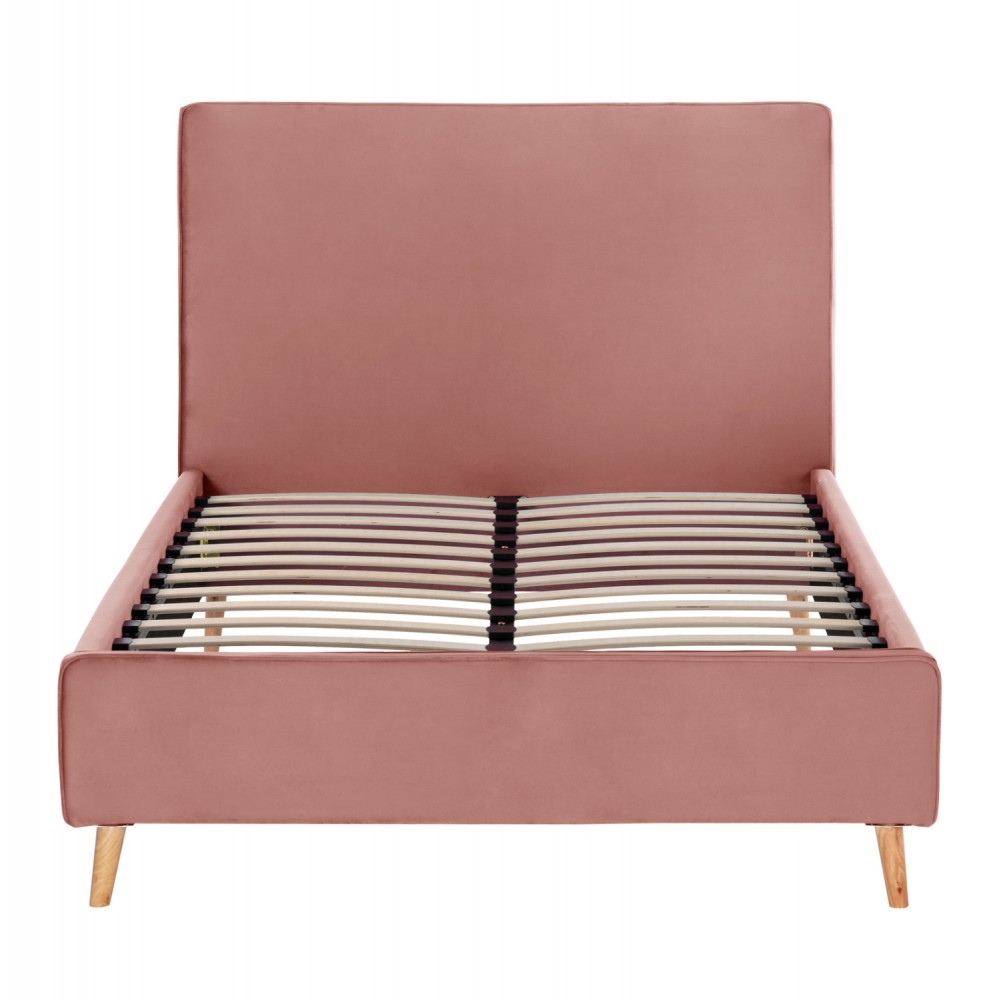 Κρεβάτι ημίδιπλο με στρώμα "MAYLIN" από βελούδο σε χρώμα σάπιο μήλο 120x200