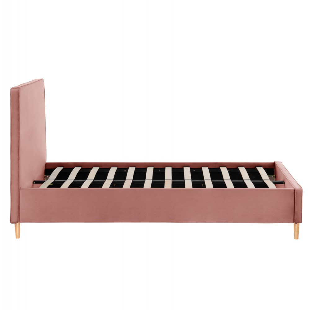 Κρεβάτι ημίδιπλο με στρώμα "MAYLIN" από βελούδο σε χρώμα σάπιο μήλο 120x200