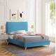 Κρεβάτι ημίδιπλο με στρώμα "MAYLIN" από βελούδο σε χρώμα τιρκουάζ 120x200