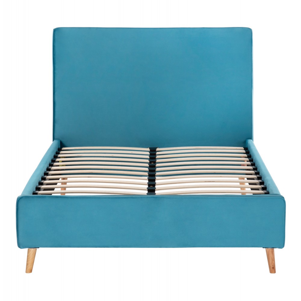 Κρεβάτι ημίδιπλο με στρώμα "MAYLIN" από βελούδο σε χρώμα τιρκουάζ 120x200