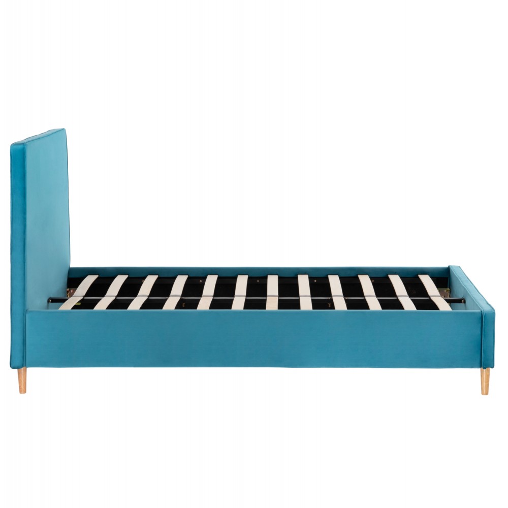 Κρεβάτι ημίδιπλο με στρώμα "MAYLIN" από βελούδο σε χρώμα τιρκουάζ 120x200