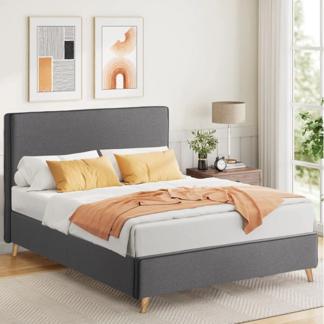 Κρεβάτι ημίδιπλο με στρώμα "MAYLIN" από ύφασμα σε χρώμα γκρι 120x200