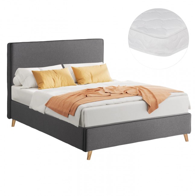 Κρεβάτι ημίδιπλο με στρώμα "MAYLIN" από ύφασμα σε χρώμα γκρι 120x200