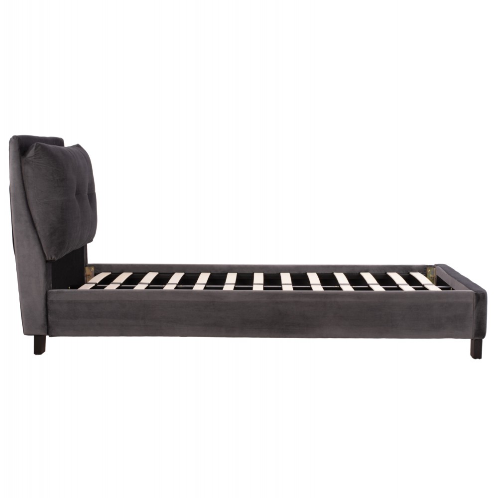 Κρεβάτι μονό με στρώμα "RILEY" από βελούδο σε χρώμα γκρι 90x200