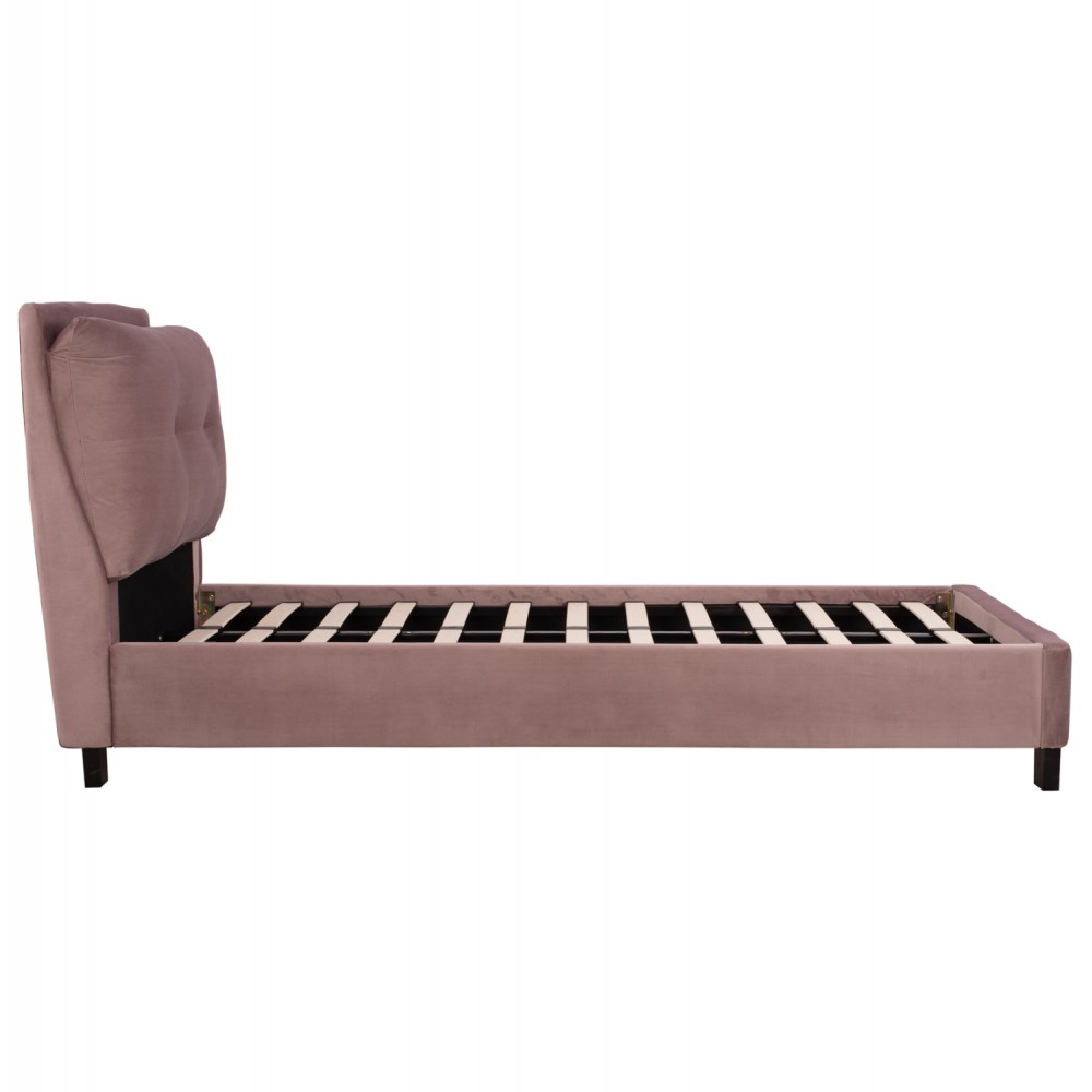 Κρεβάτι μονό με στρώμα "RILEY" από βελούδο σε χρώμα σάπιο μήλο 90x200