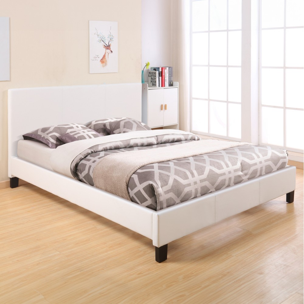 Κρεβάτι διπλό με στρώμα "BECCΑ" από pu σε χρώμα λευκό 150x200