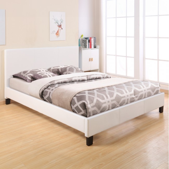 Κρεβάτι διπλό με στρώμα "BECCΑ" από pu σε χρώμα λευκό 150x200