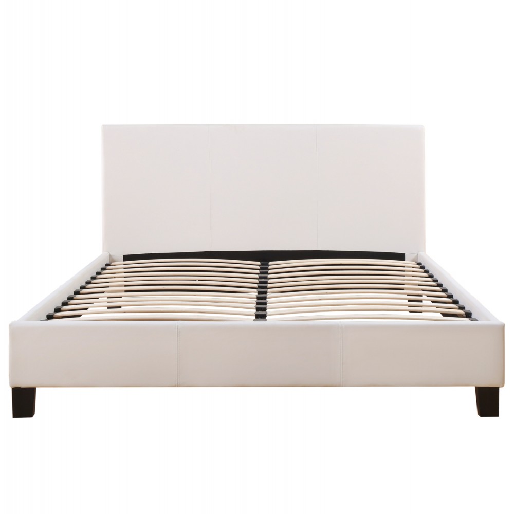 Κρεβάτι διπλό με στρώμα "BECCΑ" από pu σε χρώμα λευκό 150x200