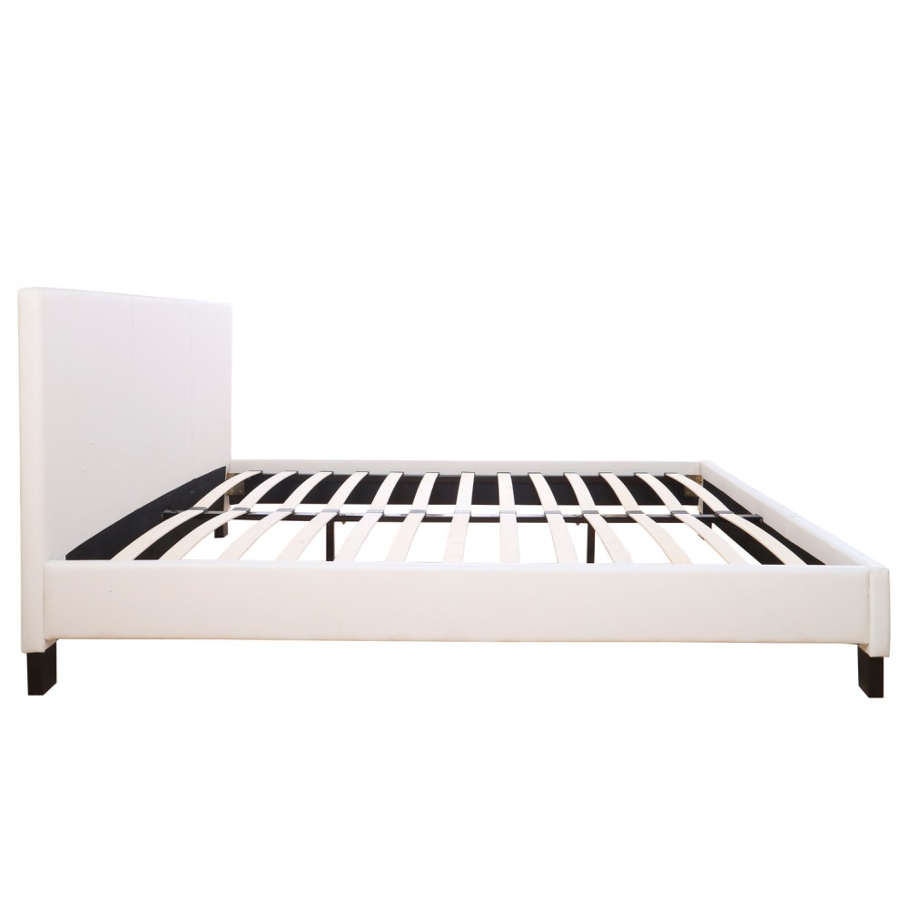 Κρεβάτι διπλό με στρώμα "BECCΑ" από pu σε χρώμα λευκό 150x200