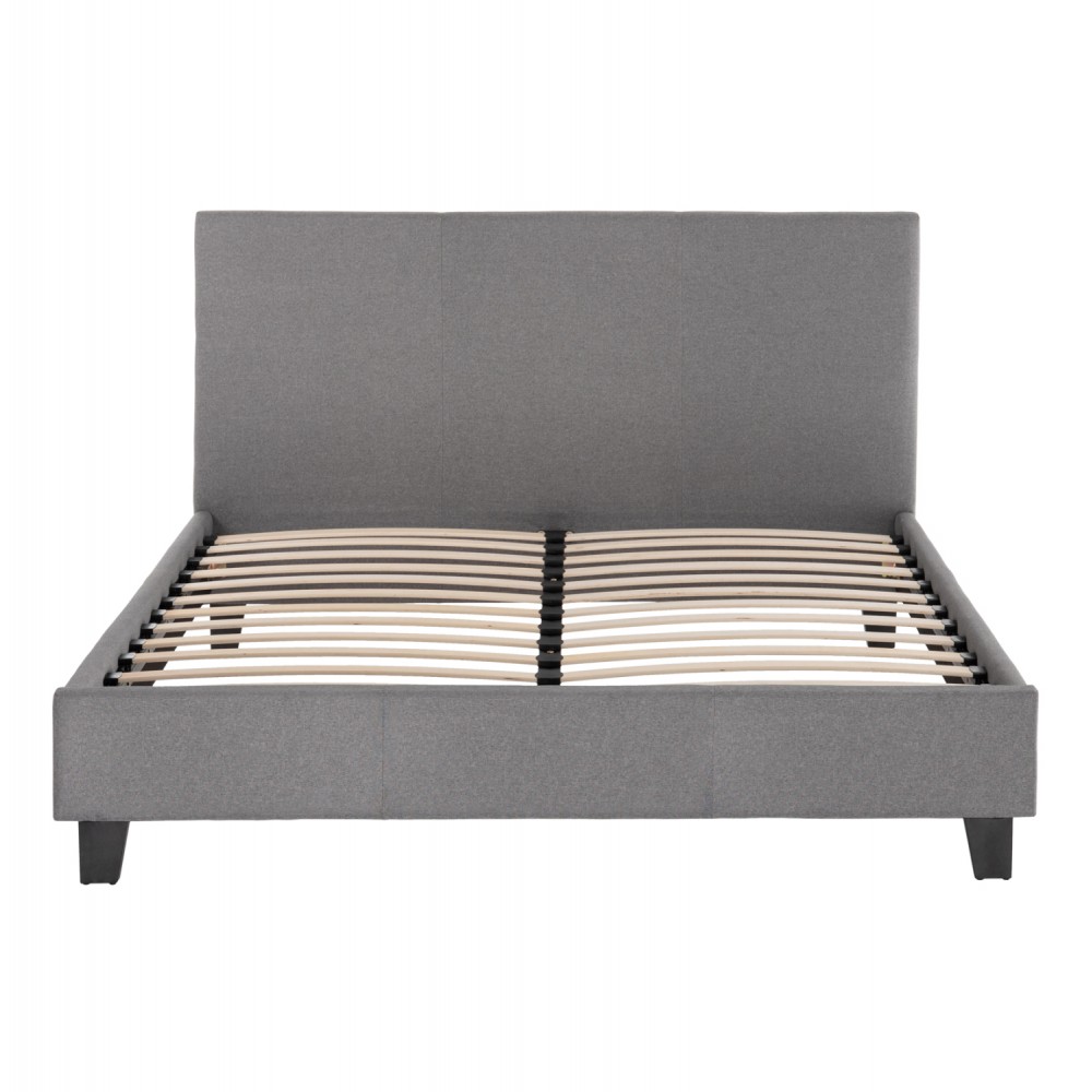 Κρεβάτι διπλό με στρώμα "BECCA" από ύφασμα σε χρώμα γκρι 150x200
