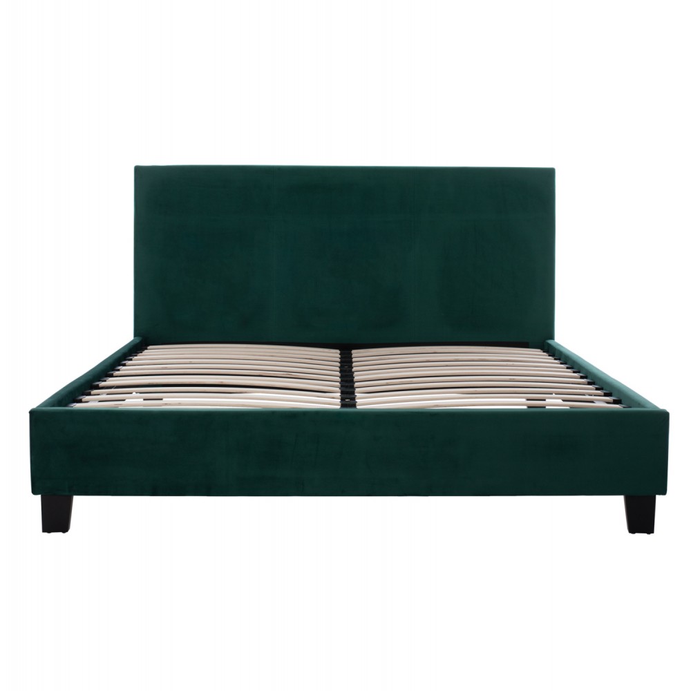 Κρεβάτι διπλό με στρώμα "BECCA" από βελούδο σε χρώμα κυπαρισσί 150x200