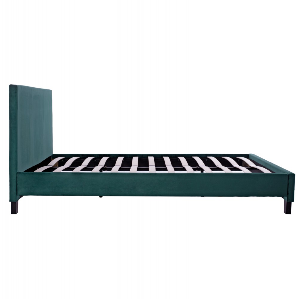 Κρεβάτι διπλό με στρώμα "BECCA" από βελούδο σε χρώμα κυπαρισσί 150x200