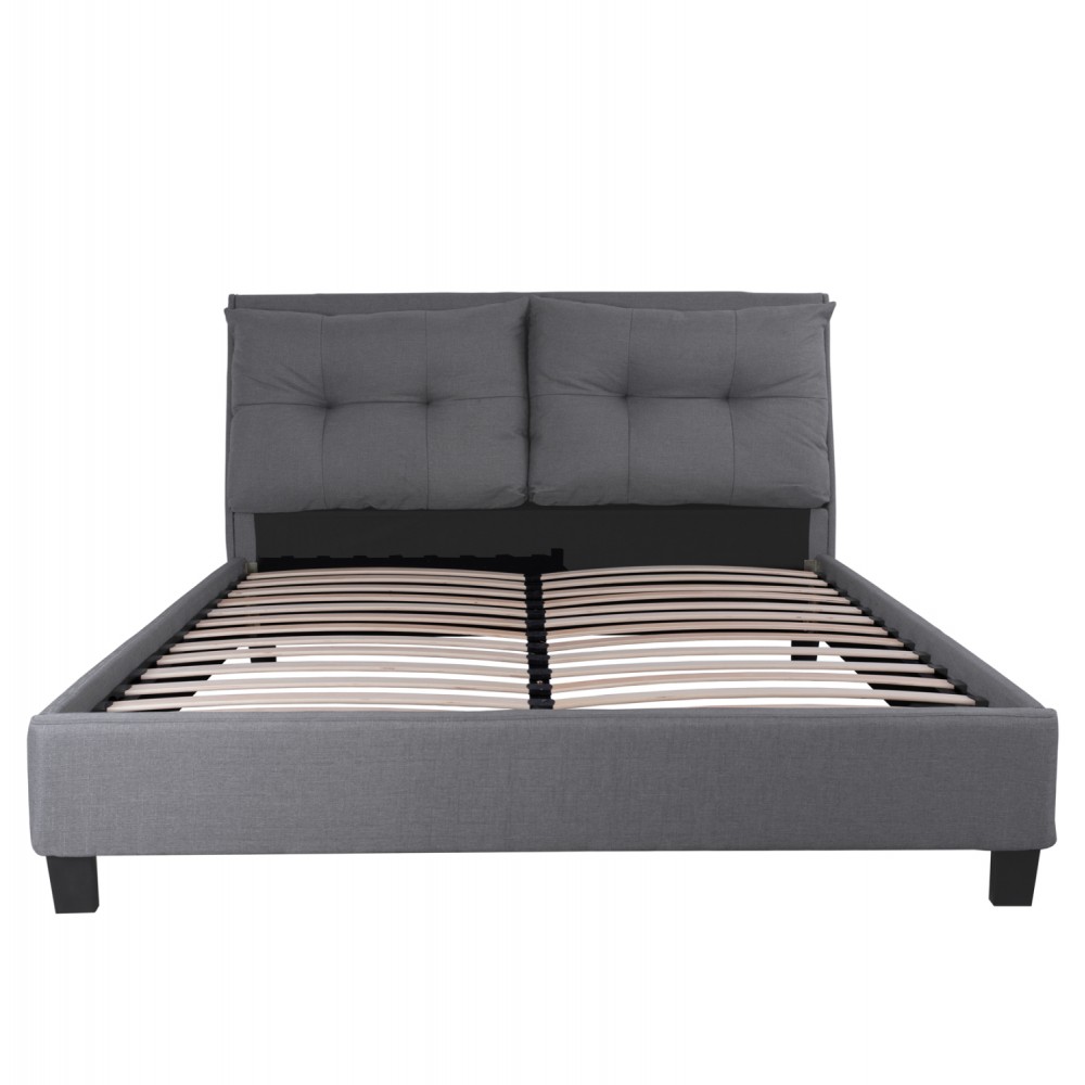 Κρεβάτι διπλό με στρώμα "BILLIE" από ύφασμα σε χρώμα γκρι 160x200