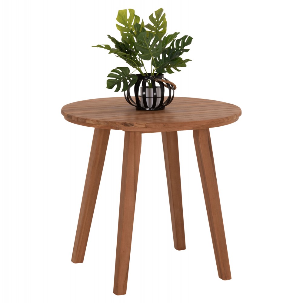 Τραπέζι τραπεζαρίας εξωτερικού χώρου "DANTE" από ξύλο teak σε χρώμα φυσικό Φ80x75