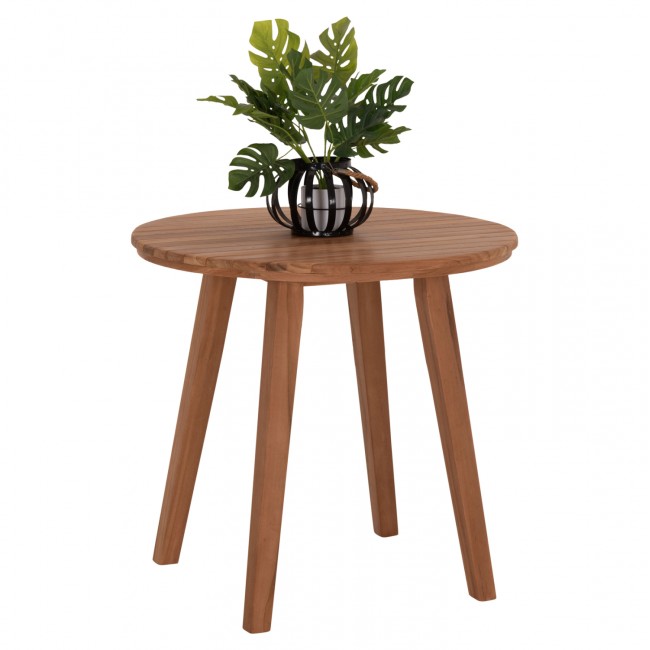 Τραπέζι τραπεζαρίας εξωτερικού χώρου "DANTE" από ξύλο teak σε χρώμα φυσικό Φ80x75