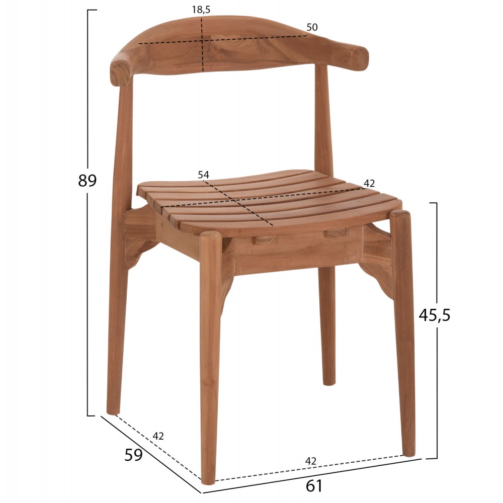 Σετ τραπεζαρίας "DONNY" 7τμχ από ξύλο teak σε χρώμα φυσικό 180-240x100x76