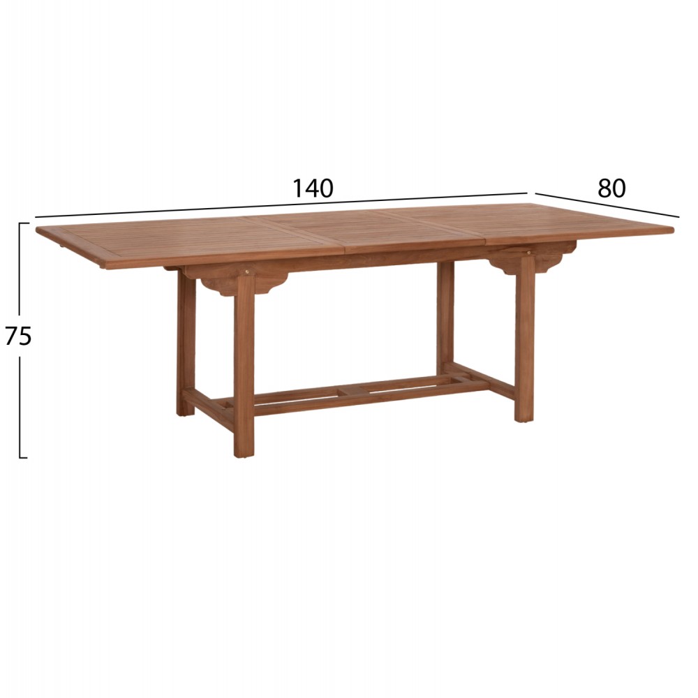 Σετ τραπεζαρίας "FREM" 7τμχ από ξύλο teak σε χρώμα φυσικό 180-240x100x76
