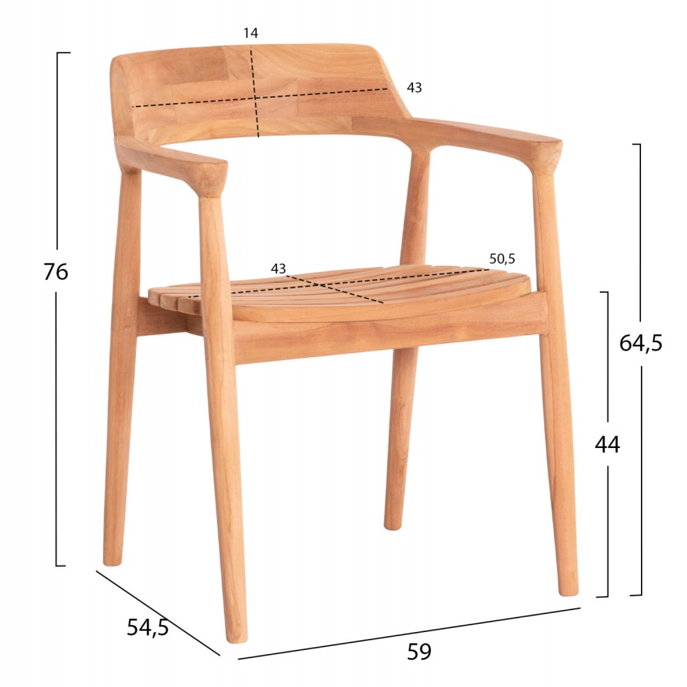 Σετ τραπεζαρίας "FREM" 7τμχ από ξύλο teak σε χρώμα φυσικό 180-240x100x76