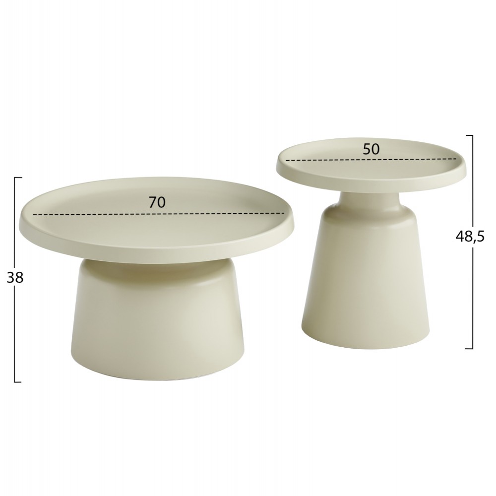 Σετ τραπέζια σαλονιού "RINKON2" 2τμχ από μέταλλο σε χρώμα σαμπανί Φ50 & Φ70