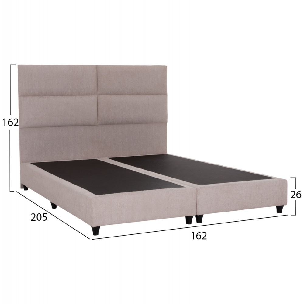 Κρεβάτι διπλό "MILO" από ύφασμα σε χρώμα μπεζ 160x200