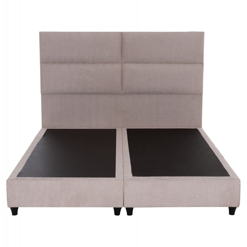 Κρεβάτι διπλό "MILO" από ύφασμα σε χρώμα μπεζ 160x200