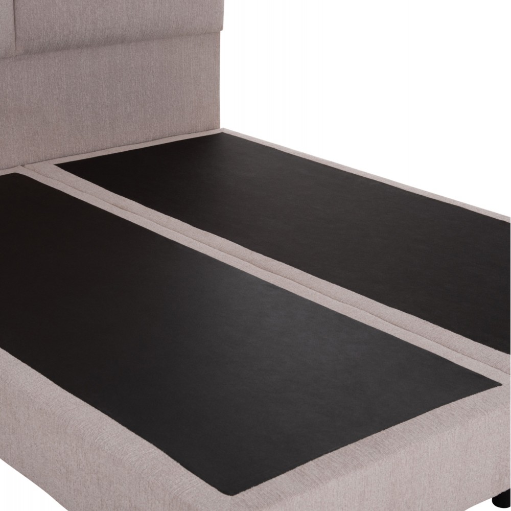 Κρεβάτι διπλό "MILO" από ύφασμα σε χρώμα μπεζ 160x200