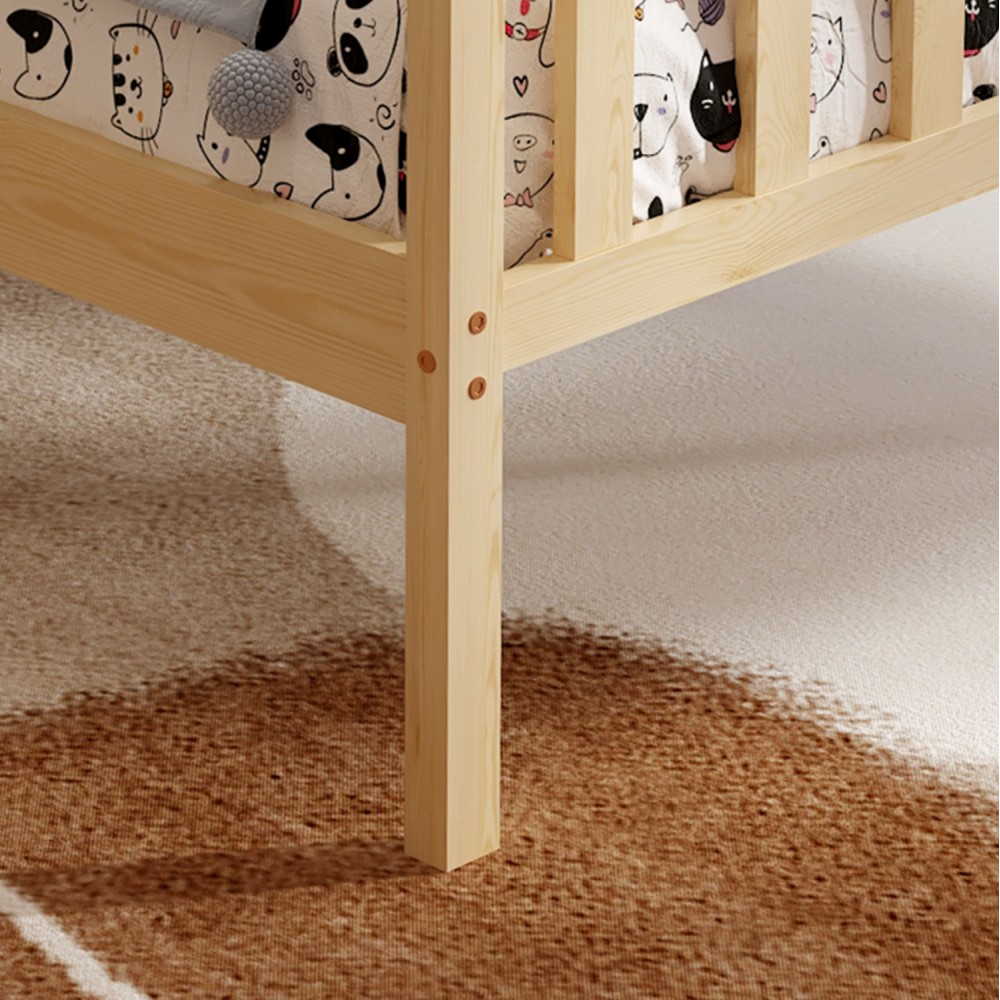 Κρεβάτι μονό ''GIMLY'' με στρώμα από ξύλο σε χρώμα φυσικό 90x190