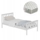 Κρεβάτι μονό ''GIMLY'' με στρώμα από ξύλο σε χρώμα λευκό 90x190