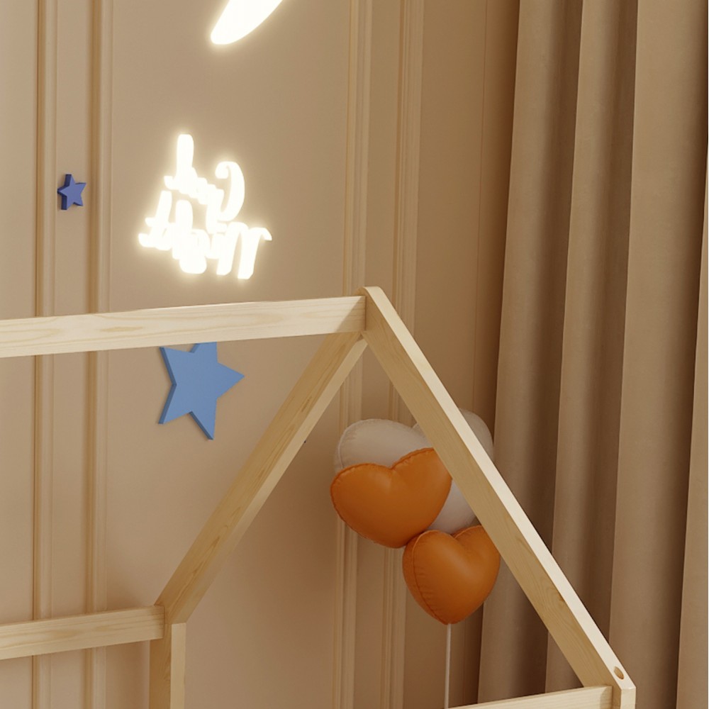 Κρεβάτι παιδικό με στρώμα "PEPE" από ξύλο σε χρώμα φυσικό 90x190