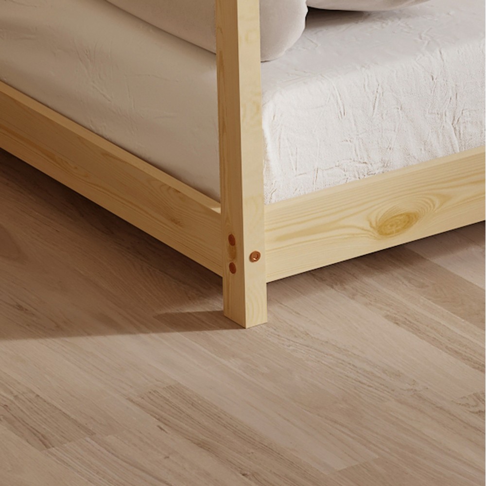 Κρεβάτι παιδικό με στρώμα "PEPE" από ξύλο σε χρώμα φυσικό 90x190