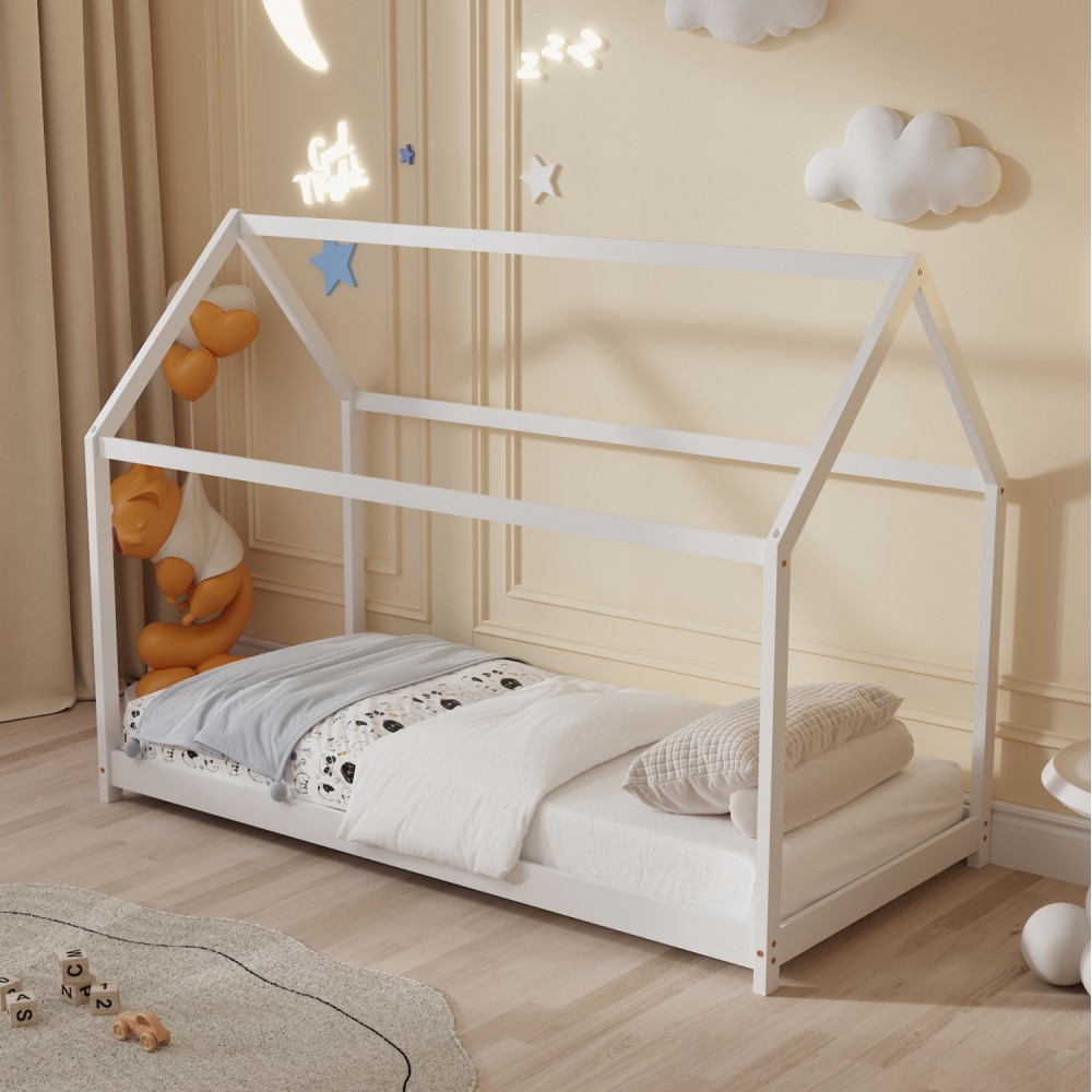 Κρεβάτι παιδικό με στρώμα "PEPE" από ξύλο σε χρώμα λευκό 90x190