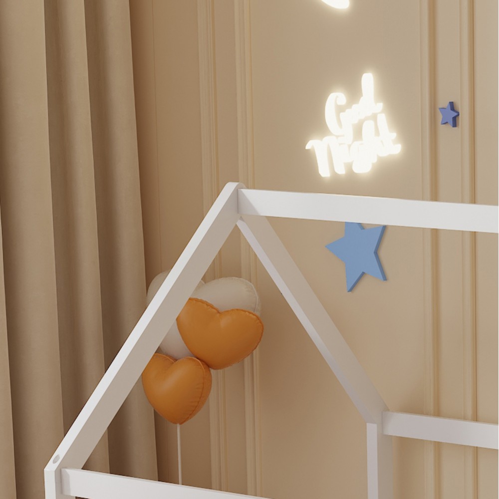 Κρεβάτι παιδικό με στρώμα "PEPE" από ξύλο σε χρώμα λευκό 90x190