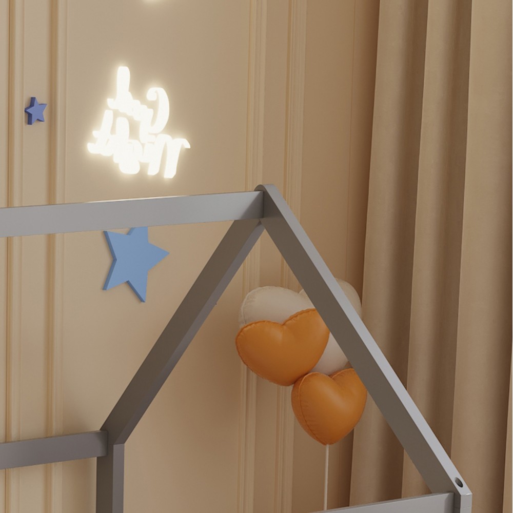 Κρεβάτι παιδικό με στρώμα "PEPE" από ξύλο σε χρώμα γκρι 90x190