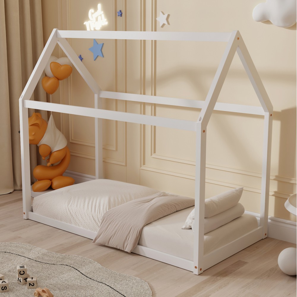 Κρεβάτι παιδικό με στρώμα "PEPE" από ξύλο σε χρώμα λευκό 70x140