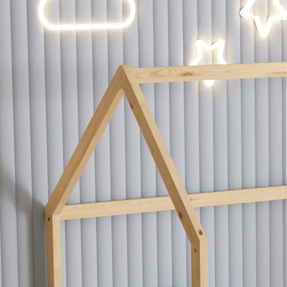 Κρεβάτι παιδικό με στρώμα "PHYLLIS" από ξύλο σε χρώμα φυσικό 90x190