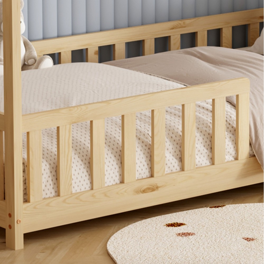 Κρεβάτι παιδικό με στρώμα "PHYLLIS" από ξύλο σε χρώμα φυσικό 90x190